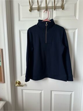 Talbots Navy Blue 1/4 Zipper Mockneck Pullover Size M